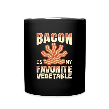 Anti Vegan Bacon is my Favorite Vegetable Lustiges - Full Colour Mug - black - Front