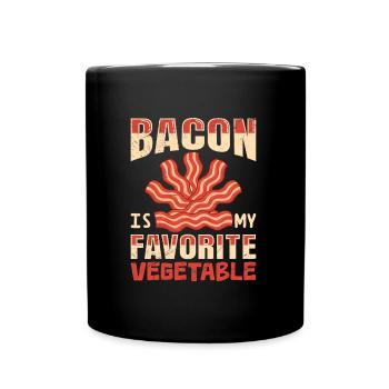 Anti Vegan Bacon is my Favorite Vegetable Funny - Full Colour Mug - black - Front