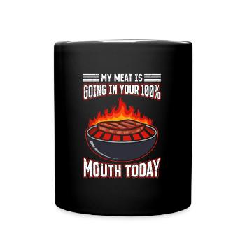 Barbecue Meat Lands in Your Mouth Today - Full Colour Mug - black - Front