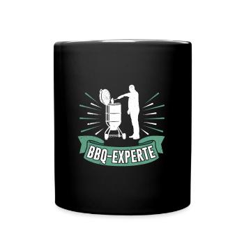 BBQ-Experte Lustig Fleischliebhaber Fleischesser - Tasse einfarbig - Schwarz - Vorne