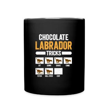 Brauner Labrador CHOCOLATE LABRADOR TRICKS Lustig - Tasse einfarbig - Schwarz - Vorne