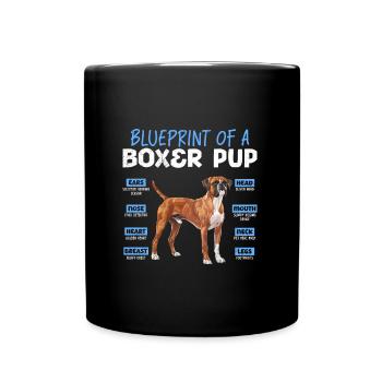 German Boxer BLUEPRINT OF A BOXER Funny - Full Colour Mug - black - Front
