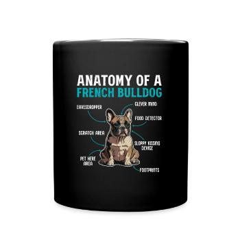 Anatomie einer Französischen Bulldogge - Tasse einfarbig - Schwarz - Vorne