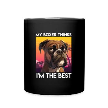 German Boxer MY BOXER THINKS I'M GREAT - Full Colour Mug - black - Front