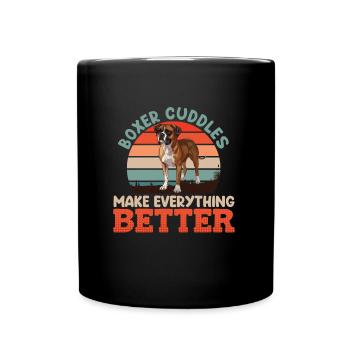 Deutscher Boxer KUSCHELN MIT EINEM BOXER BESSER - Tasse einfarbig - Schwarz - Vorne