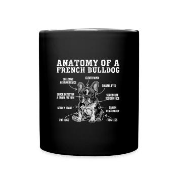 Anatomie einer Französischen Bulldogge - Tasse einfarbig - Schwarz - Vorne