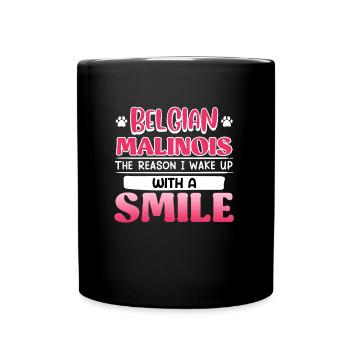 BELGIAN SHEPHERD DOG I WAKE UP WITH A SMILE - Full Colour Mug - black - Front