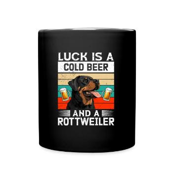 Rottweiler owner LUCK IS A COLD BEER AND A - Full Colour Mug - black - Front