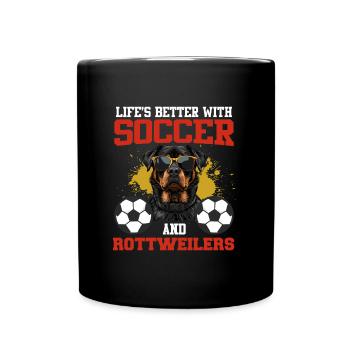 Rottie owner LIVE IS BETTER WITH SOCCER AND - Full Colour Mug - black - Front