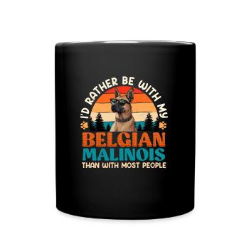 Vintage I'D RATHER BE WITH MY BELGIAN MALINOIS - Full Colour Mug - black - Front