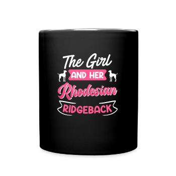 Rhodesian Ridgeback THE GIRL AND HER RHODESIAN - Full Colour Mug - black - Front