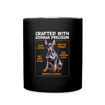 Doberman CRAFTED WITH GERMAN PRICISION Lustiges - Tasse einfarbig - Schwarz - Vorne