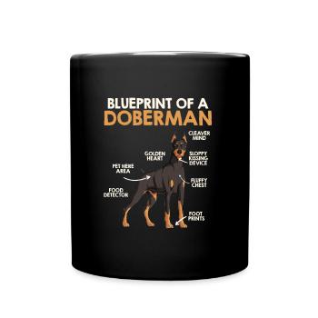 Doberman Owner BLUEPRINT OF A DOBERMAN Funny - Full Colour Mug - black - Front