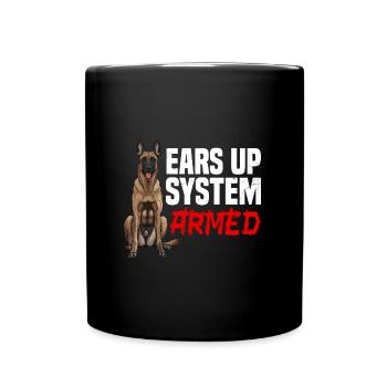 Belgischer Schäferhund EARS UP SYSTEM ARMED - Tasse einfarbig - Schwarz - Vorne