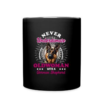 Chien Grand-mère NE SOUS-ESTIMEZ JAMAIS UNE VIEILLE FEMME ALLEMANDE - Mug uni - noir - Devant