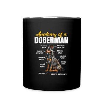 Doberman Besitzer ANATOMY OF A DOBERMAN Lustiges - Tasse einfarbig - Schwarz - Vorne