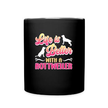 Propriétaire de Rottie LA VIE EST MIEUX AVEC UN ROTTWEILER - Mug uni - noir - Devant