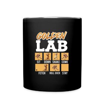 Labrador Retriever GOLDEN LAB COMMANDS Funny - Full Colour Mug - black - Front