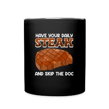 Amateurs de viande PRENEZ VOTRE STEAK QUOTIDIEN SKIP DOC - Mug uni - noir - Devant
