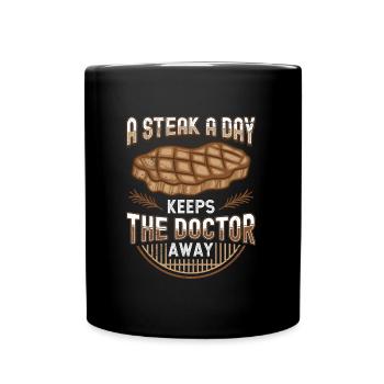 Fleisch Fan Un steak par jour éloigne le médecin - Mug uni - noir - Devant
