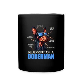 Doberman Owner BLUEPRINT OF A DOBERMAN Funny - Full Colour Mug - black - Front