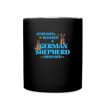 GERMAN SHEPHERD OBSESSED STRESSED Lustig - Tasse einfarbig - Schwarz - Vorne