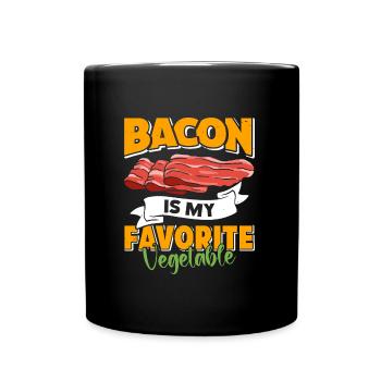 Anti Vegan BACON IS MY FAVORITE VEGETABLE Funny - Full Colour Mug - black - Front
