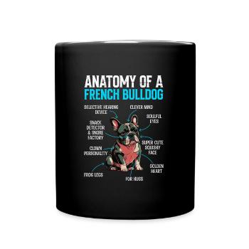 Anatomie einer Französischen Bulldogge - Tasse einfarbig - Schwarz - Vorne