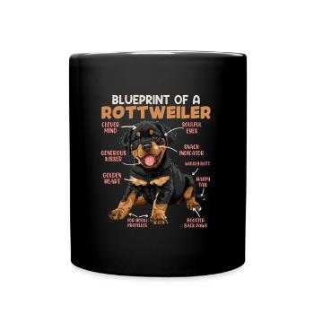 Rottie BLUEPRINT OF A ROTTWEILER Besitzer Lustiges - Tasse einfarbig - Schwarz - Vorne