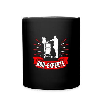 BBQ-Experte Lustig Fleischliebhaber Fleischesser - Tasse einfarbig - Schwarz - Vorne