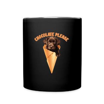 Brauner Labrador CHOCOLATE PLEASE Eiscreme - Tasse einfarbig - Schwarz - Vorne