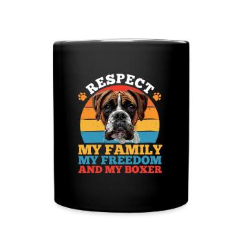German boxer RESPECT MY FAMILY MY FREEDOM MY - Full Colour Mug - black - Front