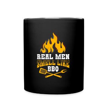 Grillfreunde REAL MEN SMELL LIKE BBQ Männer - Full Colour Mug - black - Front