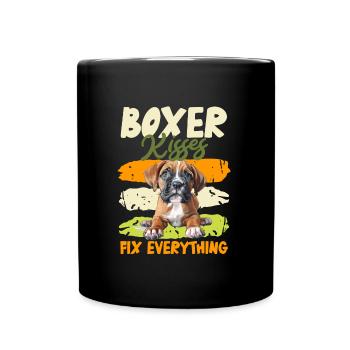 BOXER KISSES FIX EVERYTHING Boxer allemand - Mug uni - noir - Devant