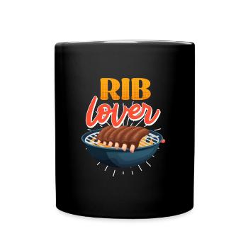 Fleischliebhaber RIB LOVER Grillfeier Lustiges - Tasse einfarbig - Schwarz - Vorne
