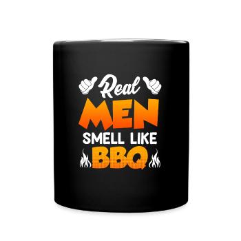 Meat lovers REAL MEN SMELL LIKE BARBECUE - Full Colour Mug - black - Front