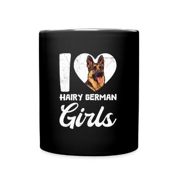 German Shepherd I LOVE HAIRY GERMAN GIRLS - Full Colour Mug - black - Front