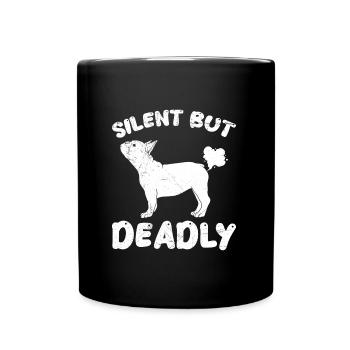 Französische Bulldogge SILENT BUT DEADLY Lustiges - Tasse einfarbig - Schwarz - Vorne