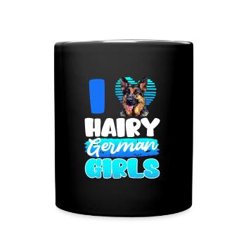 German Shepherd I LOVE HAIRY GERMAN GIRLS - Full Colour Mug - black - Front
