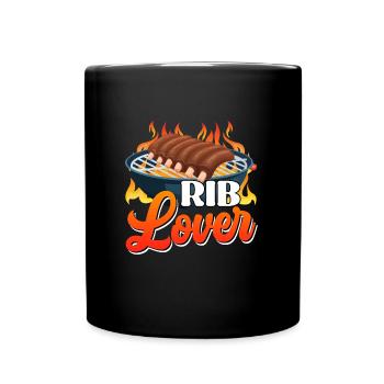 Fleischliebhaber RIB LOVER Grillfeier Lustiges - Tasse einfarbig - Schwarz - Vorne