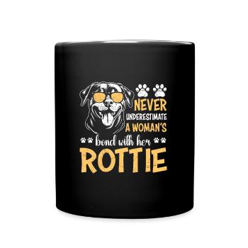 Rottweiler NEVER UNDERESTIMATE A WOMEN'S BOND WITH - Full Colour Mug - black - Front