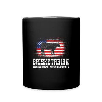 Grillfreunde BRISKETARIAN Fleischliebhaber Lustig - Tasse einfarbig - Schwarz - Vorne