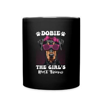 DOBIE LE MEILLEUR AMI DE LA FILLE Propriétaire de doberman - Mug uni - noir - Devant
