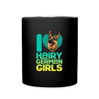 German Shepherd I LOVE HAIRY GERMAN GIRLS - Full Colour Mug - black - Front