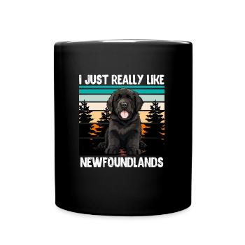Neufundländer I JUST REALLY LIKE NEWFOUNDLANDS - Tasse einfarbig - Schwarz - Vorne