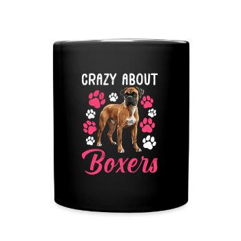 Dog Mom German Boxer CRAZY ABOUT BOXERS - Full Colour Mug - black - Front
