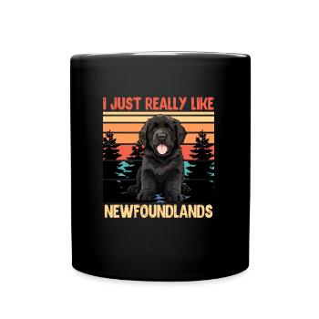 Neufundländer I JUST REALLY LIKE NEWFOUNDLANDS - Tasse einfarbig - Schwarz - Vorne