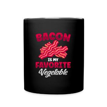 Anti Vegan Bacon is my Favorite Vegetable Lustiges - Full Colour Mug - black - Front