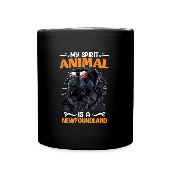 Newfie owner MY SPIRIT ANIMAL IS A NEWFOUNDLAND - Full Colour Mug - black - Front