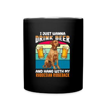 Ridgeback JUSTE VOULOIR BOIRE DE LA BIÈRE Rhodésian - Mug uni - noir - Devant
